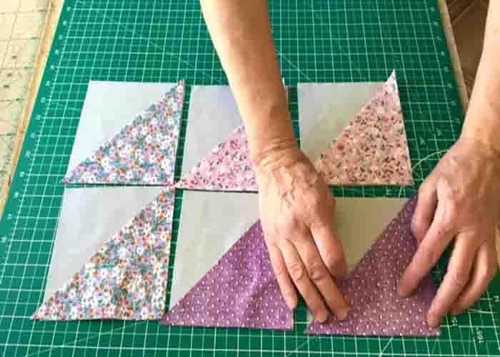 Making the blocks for the geese quilt