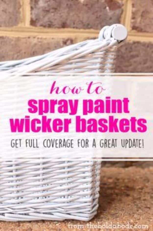 Spray Painting Tips and Tricks - Spray Paint Wicker Baskets - Home Improvement Ideas and Tutorials for Spray Painting Furniture, House, Doors, Trim, Windows and Walls - Step by Ste