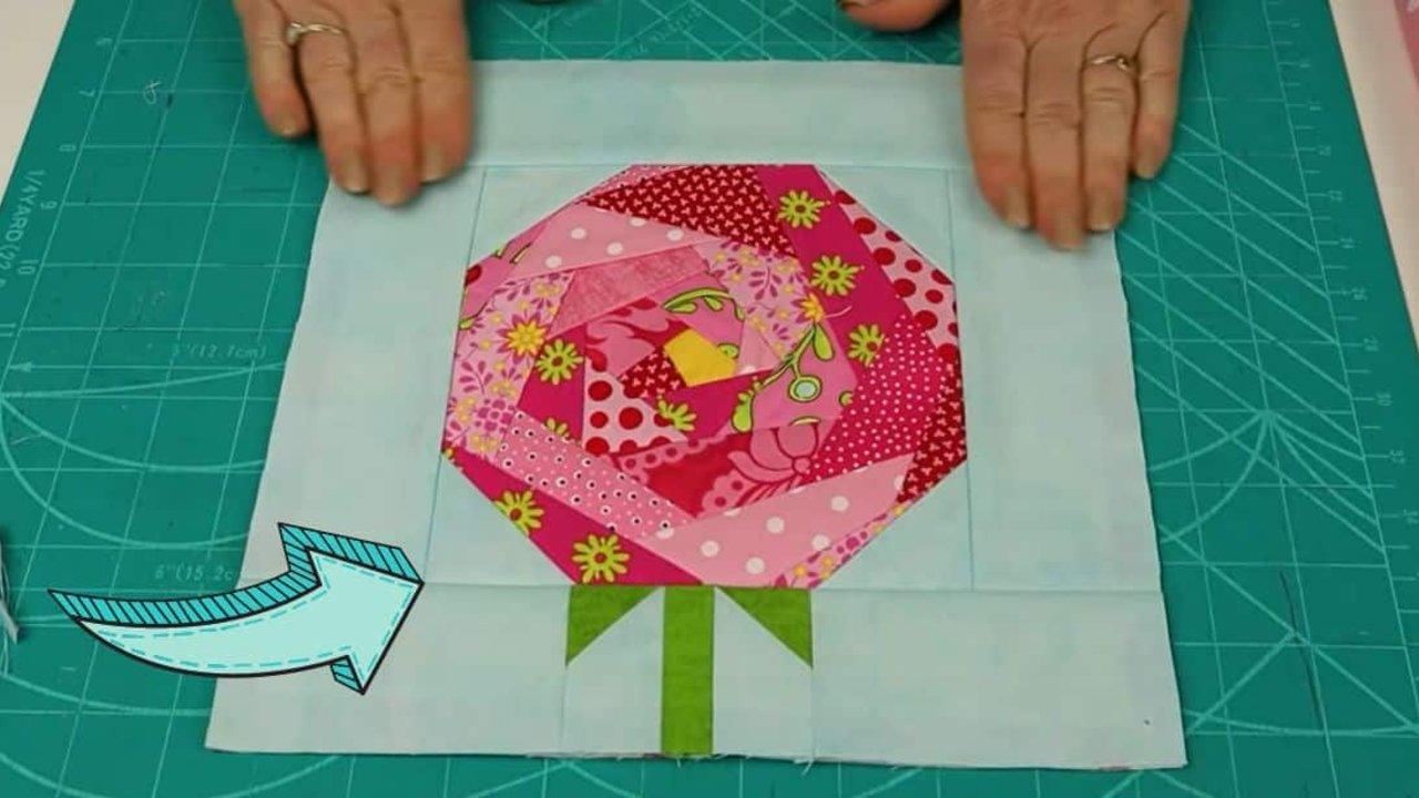 Quilt-As-You-Go Crazy Patchwork Flower Block