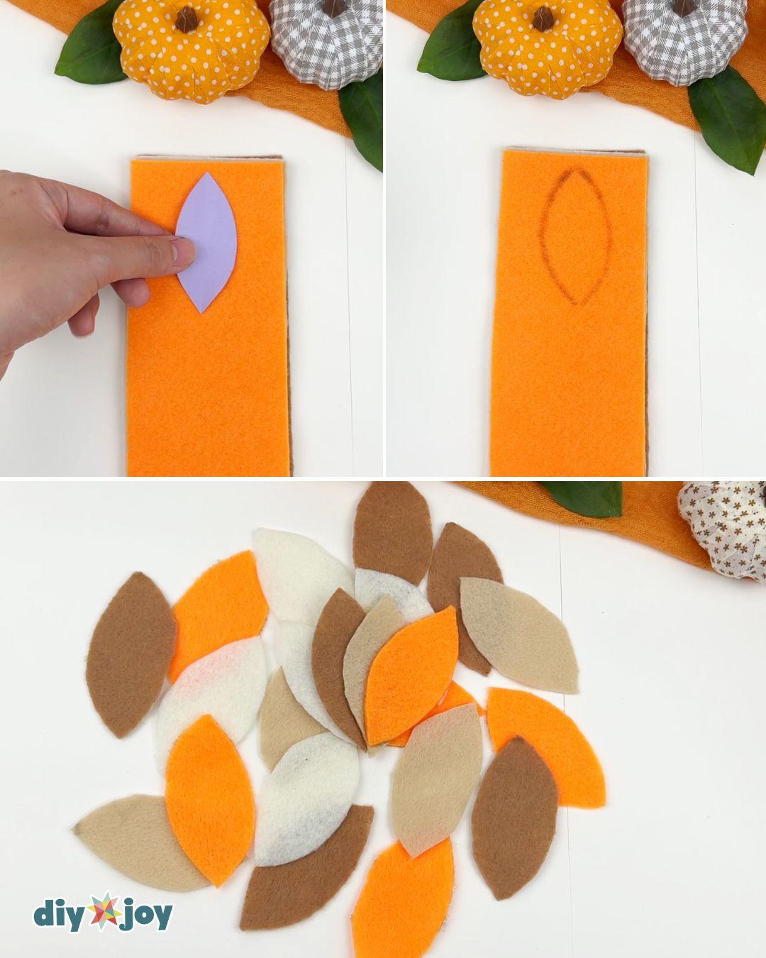 Fall crafts: this DIY fall leaf garland uses felt fabric and simple craft supplies for autumn decor.