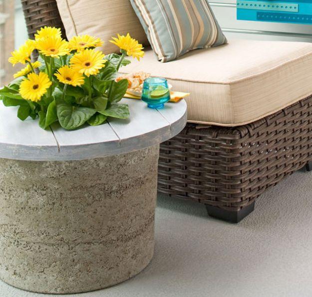 DIY Patio Furniture Ideas - DIY Hypertufa Outdoor Stone Table - Cheap Do It Yourself Porch and Easy Backyard Furniture, Rocking Chairs, Swings, Benches, Stools and Seating Tutorial