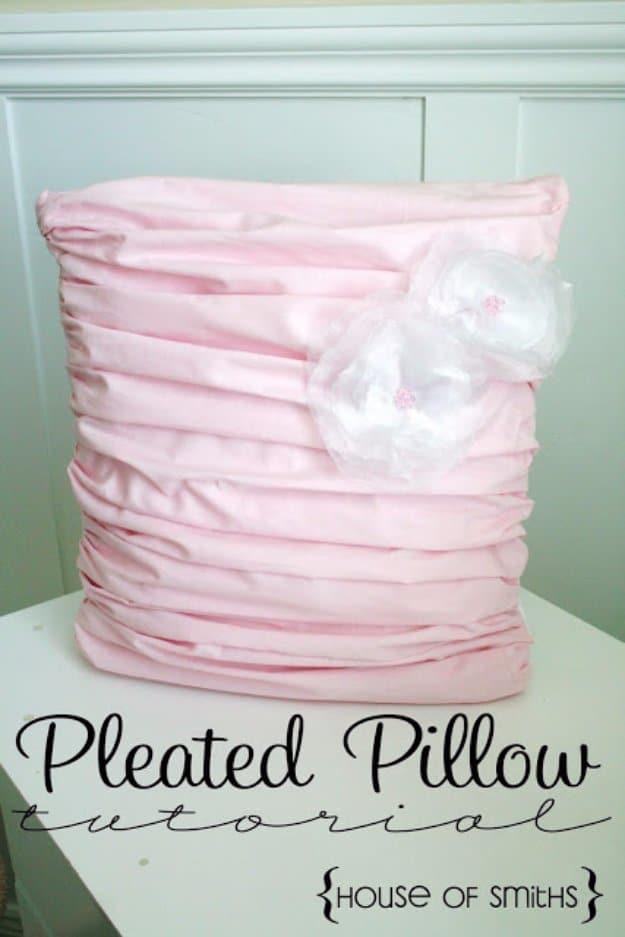 DIY Pillows and Creative Pillow Projects - Pink Pleated Pillow Tutorial - Decorative Cases and Covers, Throw Pillows, Cute and Easy Tutorials for Making Crafty Home Decor - Sewing