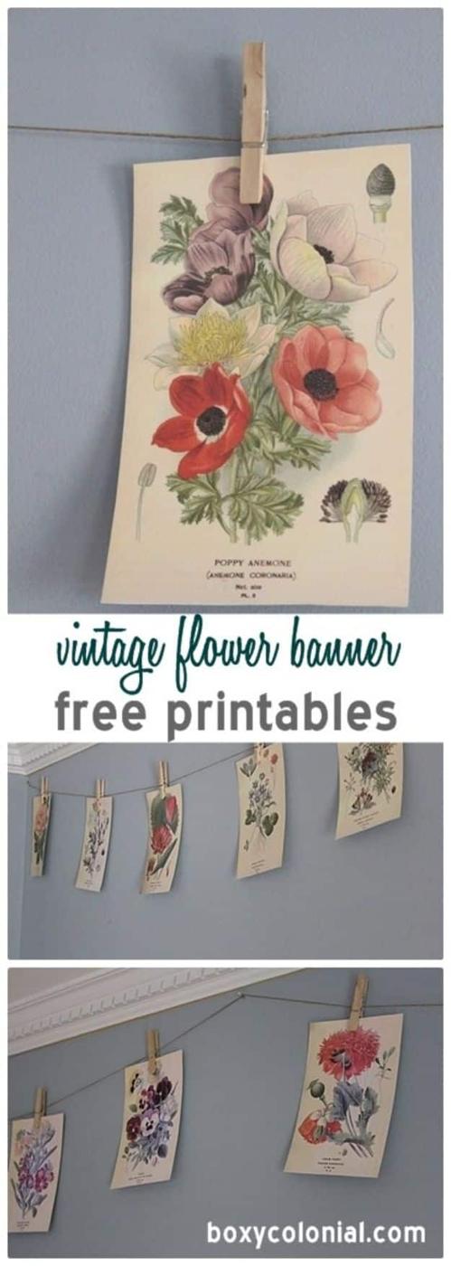 Vintage Flower banner Free Printables, quick to download and frame today and a look that photographs beautifully
