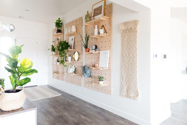 Giant Pegboard DIY, one of the best modern decor ideas on this list and an idea worth saving for later