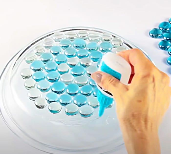 Glue Glass Beads Onto A Pie Plate Fro Dollar Tree To Make A Hanging Birdbath
