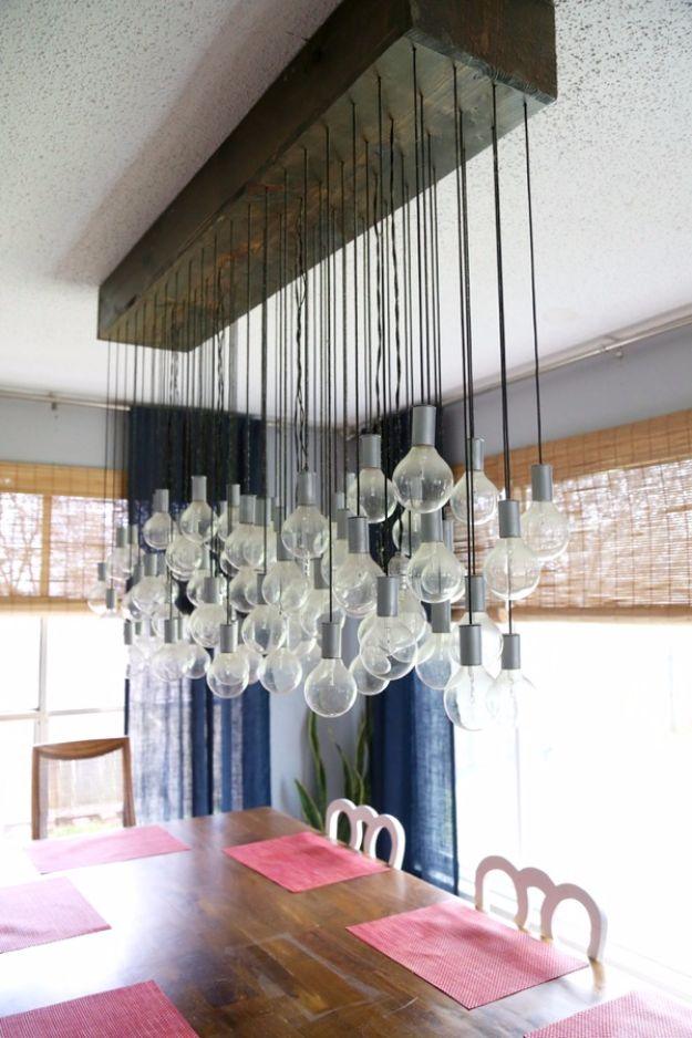 DIY Multi-Bulb Dining Room Chandelier, a creative indoor lighting idea for any room and it looks great in person
