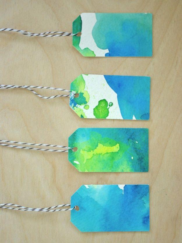 Watercolor Gift Tags, simple enough to manage on a tight deadline and a favor that stays in use long after the occasion ends