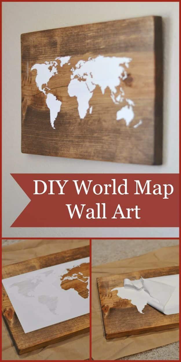 DIY World Map Wall Art, a creative way to reuse what you already have and worth trying in almost any room