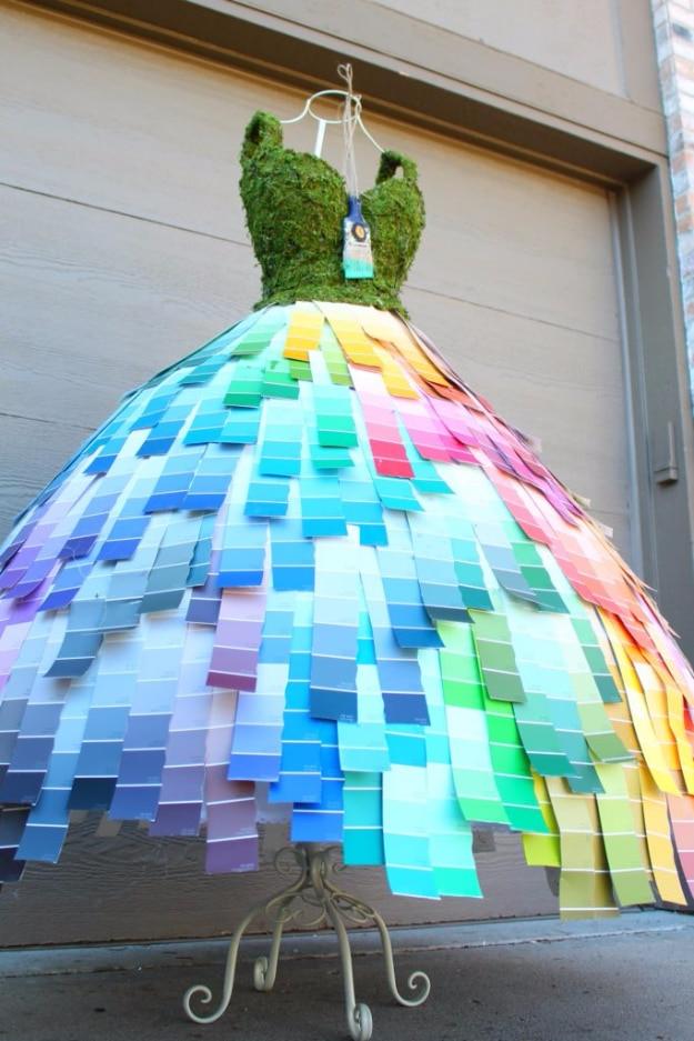 Paint Chip Mannequin Art, a colorful upcycled craft, and a fix that outlasts most store bought options