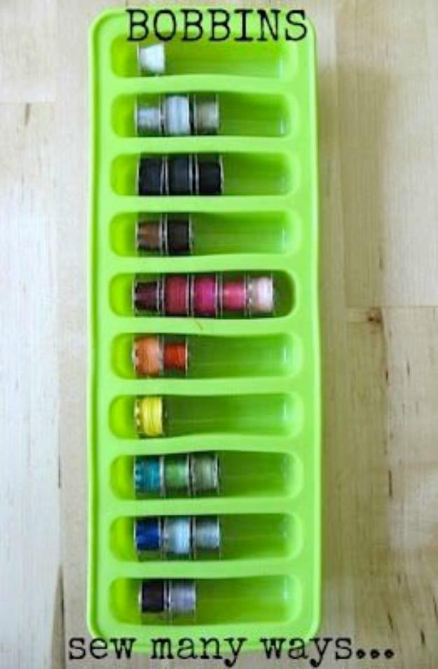 Store Bobbins In An Ice Cube Tray, fast enough to squeeze in before anyone notices and the fix worth remembering