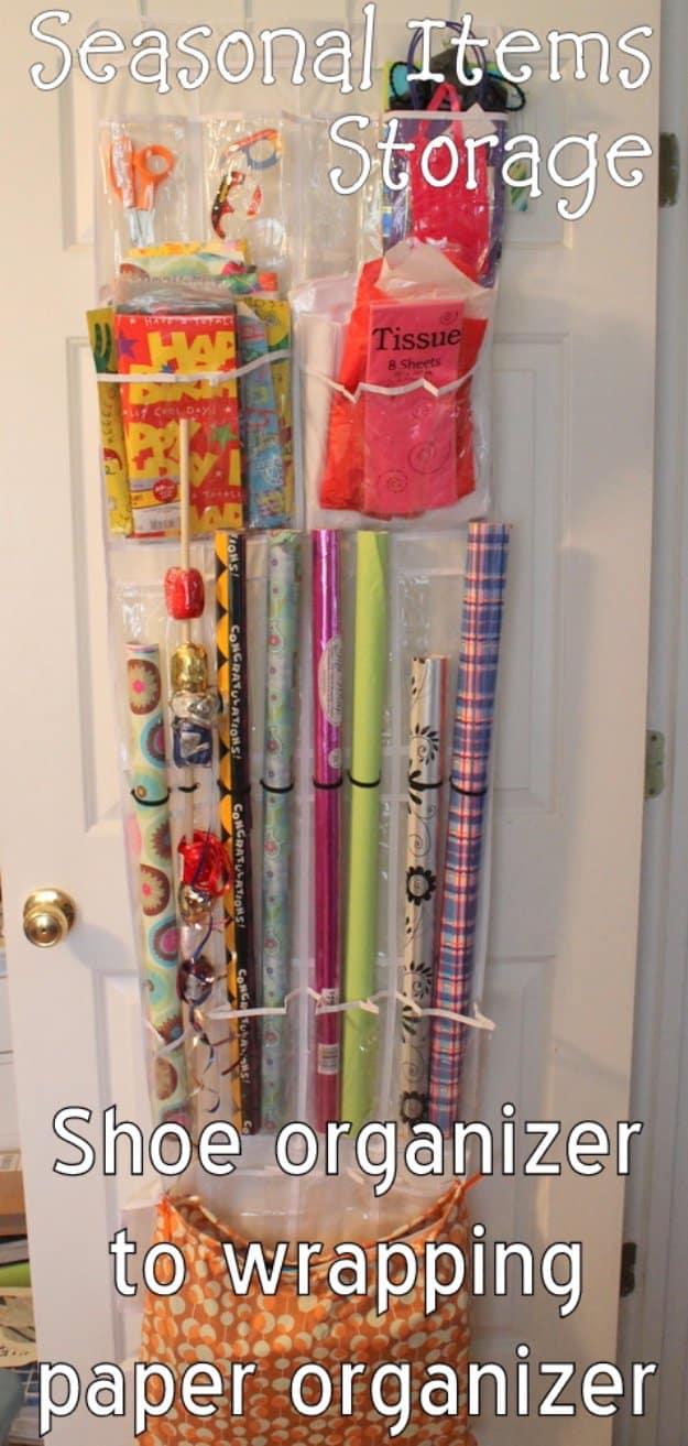 Gift Wrap Storage From a Shoe Organizer, a favorite pick from this roundup and an idea worth saving for later