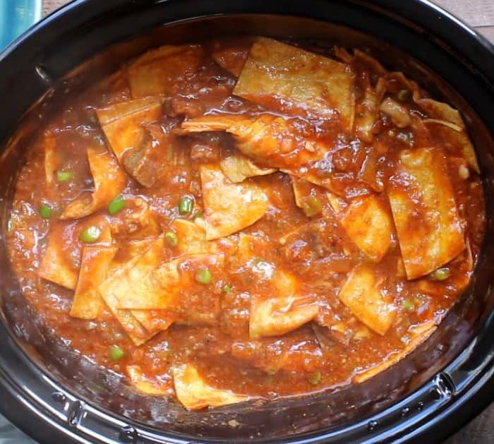 Slow Cooker Beef Enchilada Casserole Instructions