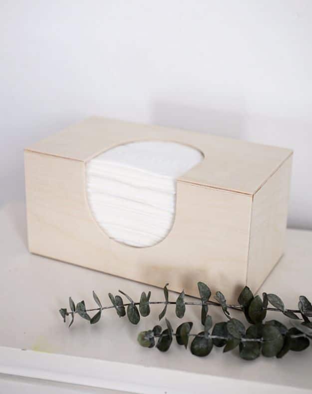 DIY Wooden Tissue Box Cover, a clever bathroom storage idea worth trying this weekend and a favorite pick from this roundup