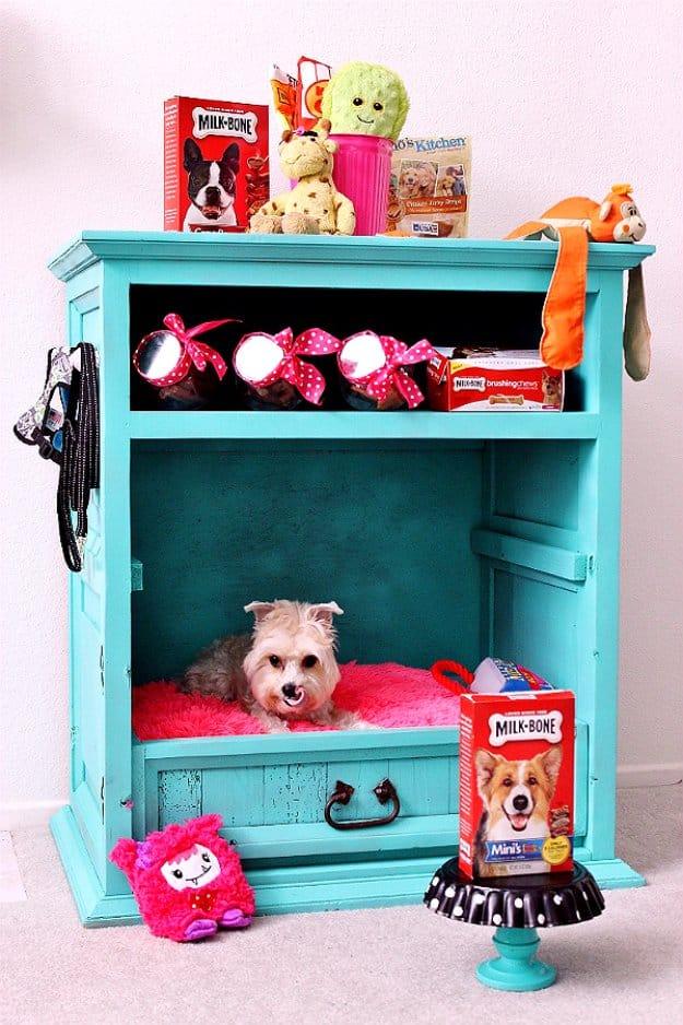 DIY Dog Cabinet, a cozy pet nook, basic enough in supplies to raid the odds and ends bin and a showpiece guests linger over