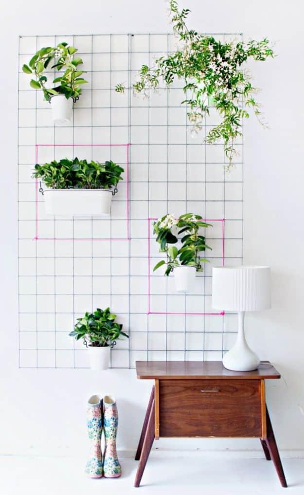DIY Steel Mesh Wall Hang Planter, a handmade greenery feature, flexible enough to fit whatever materials are on hand