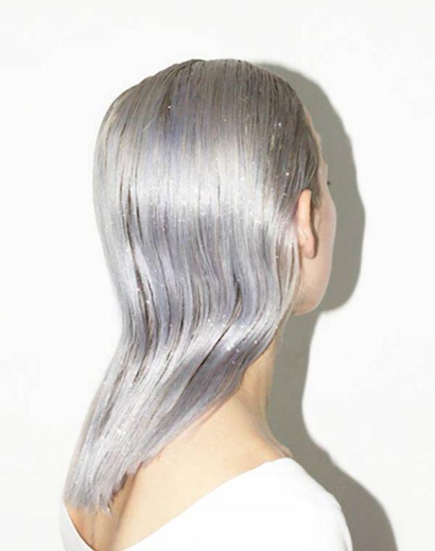 Holiday Hairstyles - Slicked Back Glitter - Cute DIY Hair Styles for Christmas and New Years Eve, Special Occasion - Updos, Braids, Buns, Ponytails, Half Up Half Down Looks #hairst