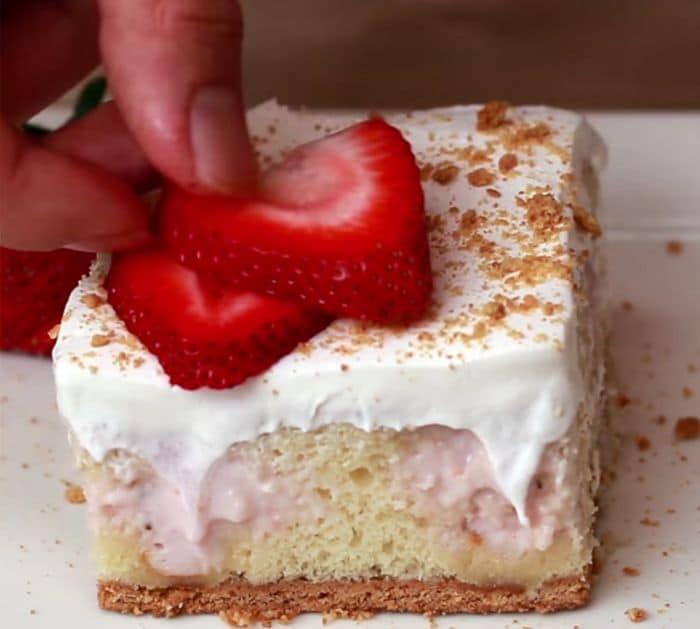 How To Make Strawberry Cheesecake Poke Cake