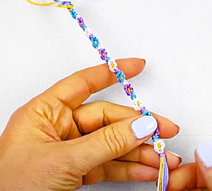 Make A Flower Bracelet Out Of Embroidery Floss