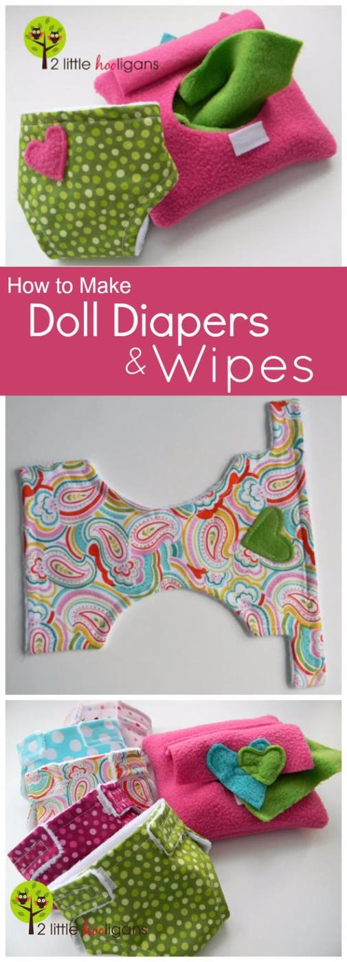 Doll Diapers And Wipes, simple enough to finish in an afternoon and better than a store bought version