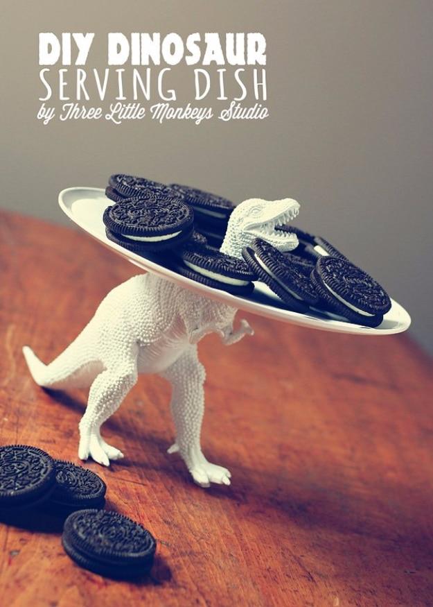 DIY Dinosaur Serving Dish, a budget decor upgrade, quick enough to finish before nap time and a keepsake worth handing down