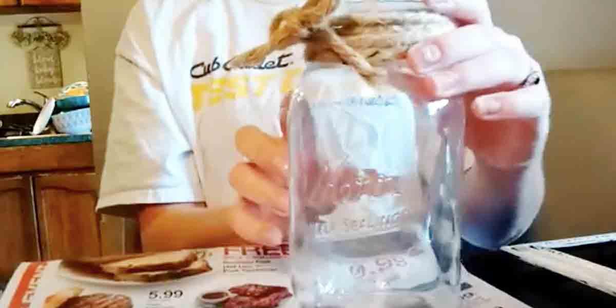 She Cuts Scrapbook Paper, Ties Jute On The Rim Of A Mason Jar And Watch What She Makes!