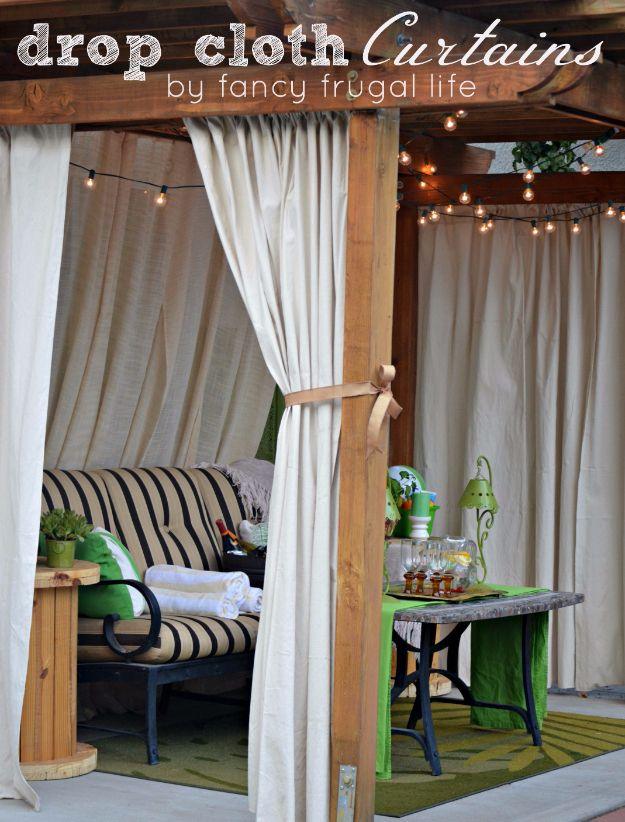 "Cabana" Patio Makeover with DIY Drop Cloth Curtains, a backyard sewing project, a detail company always compliments