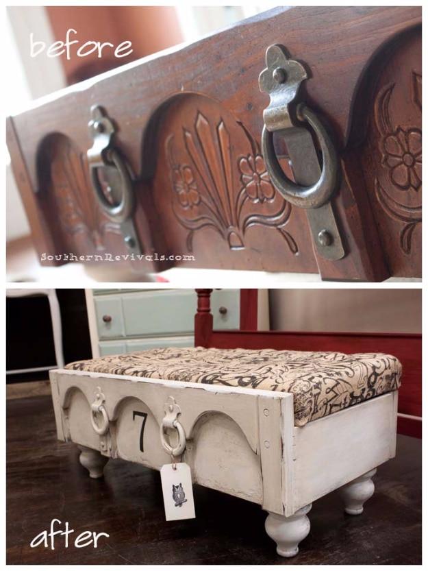 Drawer Ottoman DIY, an upcycled furniture idea worth trying at home and a weekend project with a big payoff