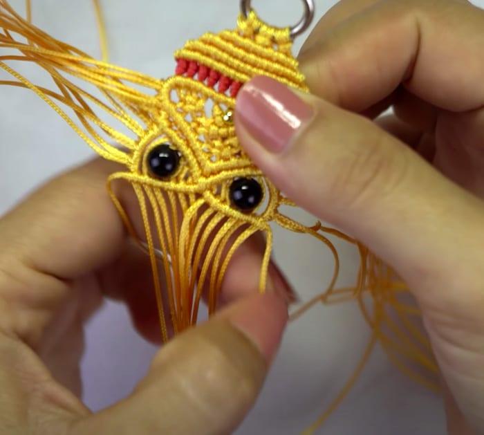 directions for making elephant macrame keychain