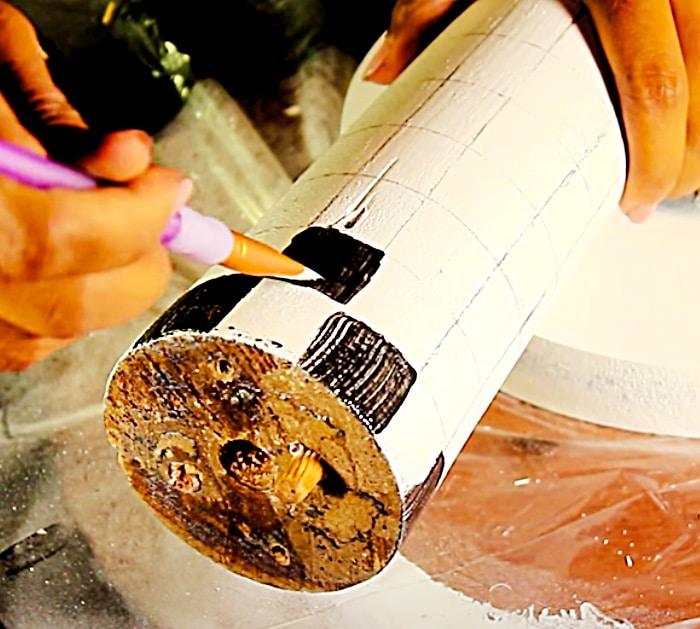 Use Painter's Tape To Make a Harlequin Pattern - DIY Furniture Painting - Thrift Shop Furniture Makeover
