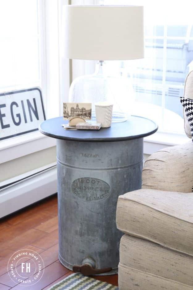 Repurposed Galvanized Side Table, easy to fit into a free afternoon and better looking than anything from a store
