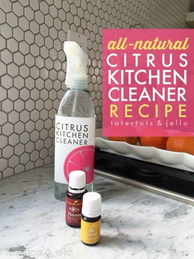 All-Natural Citrus Kitchen Cleaner Recipe, a homemade cleaner recipe, a natural alternative that still smells fresh