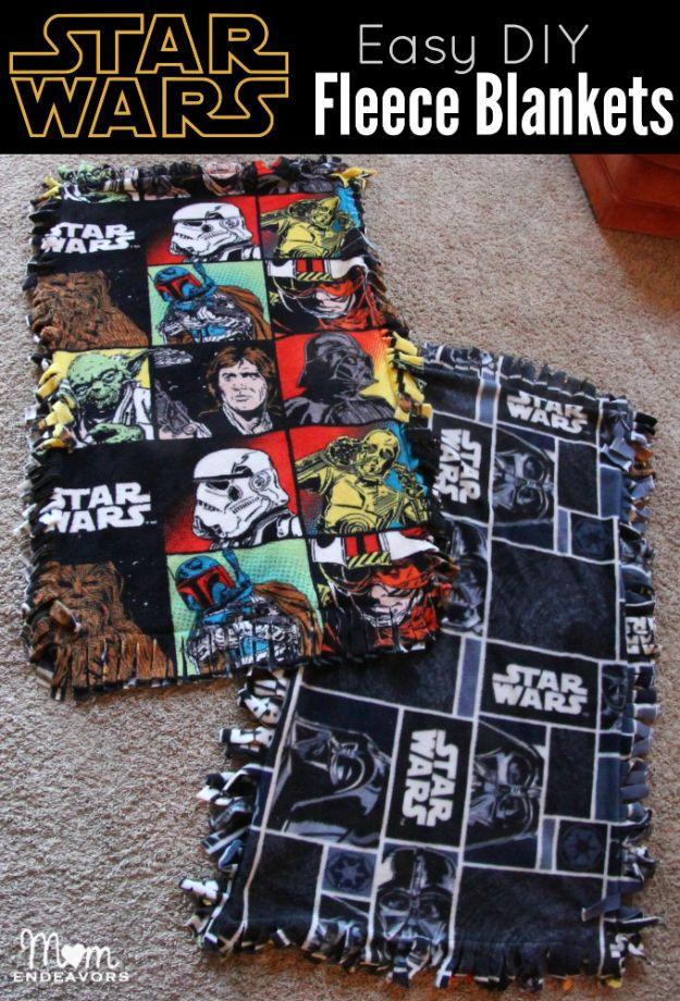 Easy DIY Star Wars Fleece Blankets, simple enough for a first try and a sweet little detail guests always notice