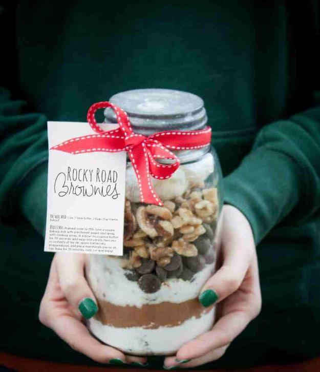 Rocky Road Brownies In A Jar, quick enough to put together the night before and the gift everyone asks where it came from