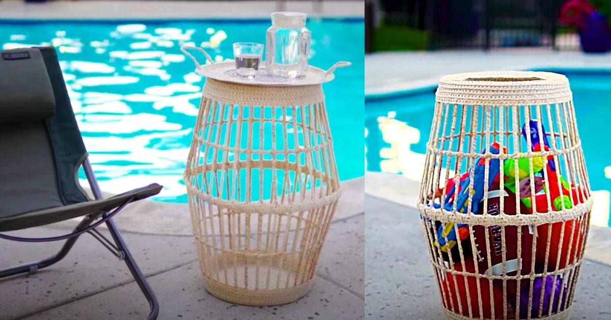 DIY Dollar Tree Raffia Coffee Table/ Storage Basket