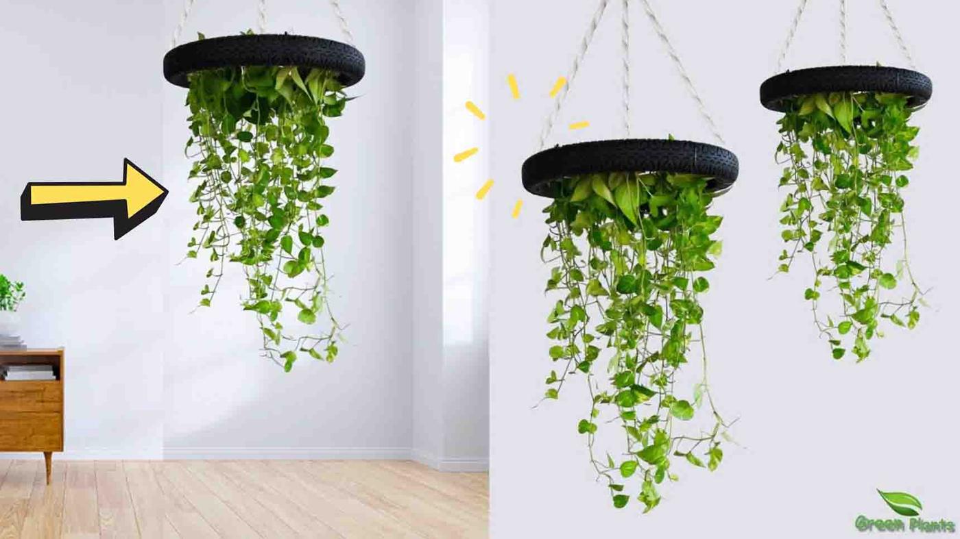 DIY Hanging Planter Using Old Tires