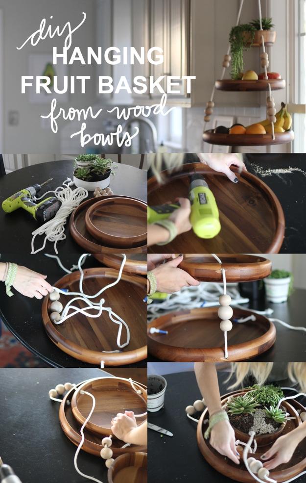 Wooden Hanging Fruit Basket, a woven storage idea, easy to scale up for a whole batch and a keepsake worth handing down