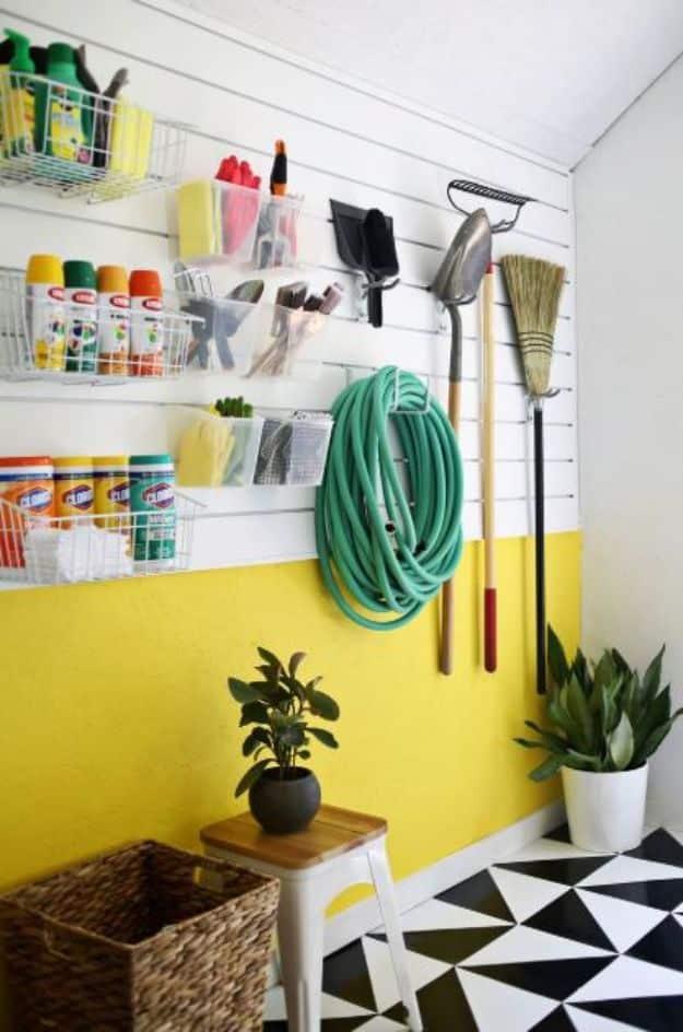 Slat Wall Organization, simple to scale to fit almost any space and something that looks far pricier than it was