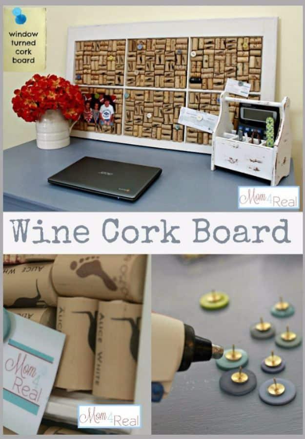 Old Window Turned Wine Cork Board, a charming upcycled find, friendly for a beginner working with basic tools