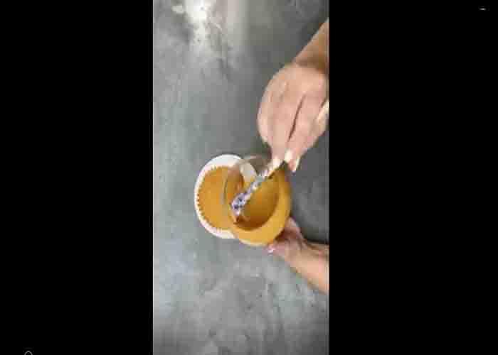 Coloring the glass bowl to make a pumpkin