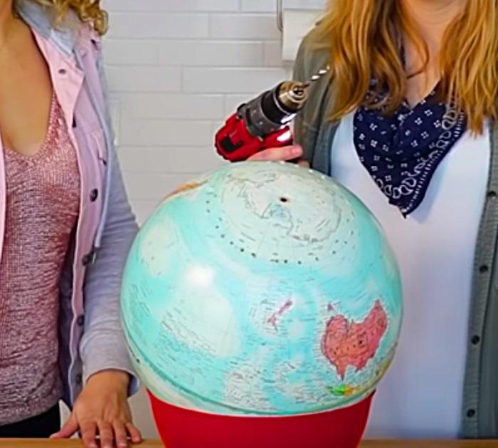 Learn to make a quick easy cheap DIT Pendant Light from an old recycled globe