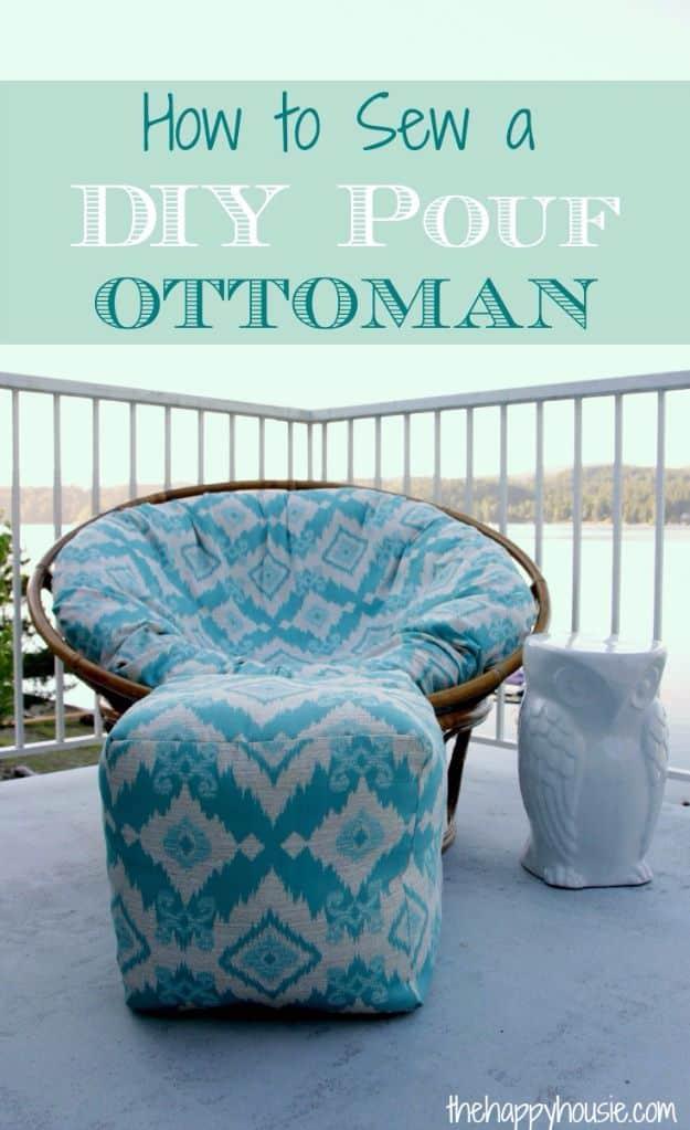 DIY Pouf Ottoman, quick enough to pull off on a lazy weekend and a display that photographs beautifully