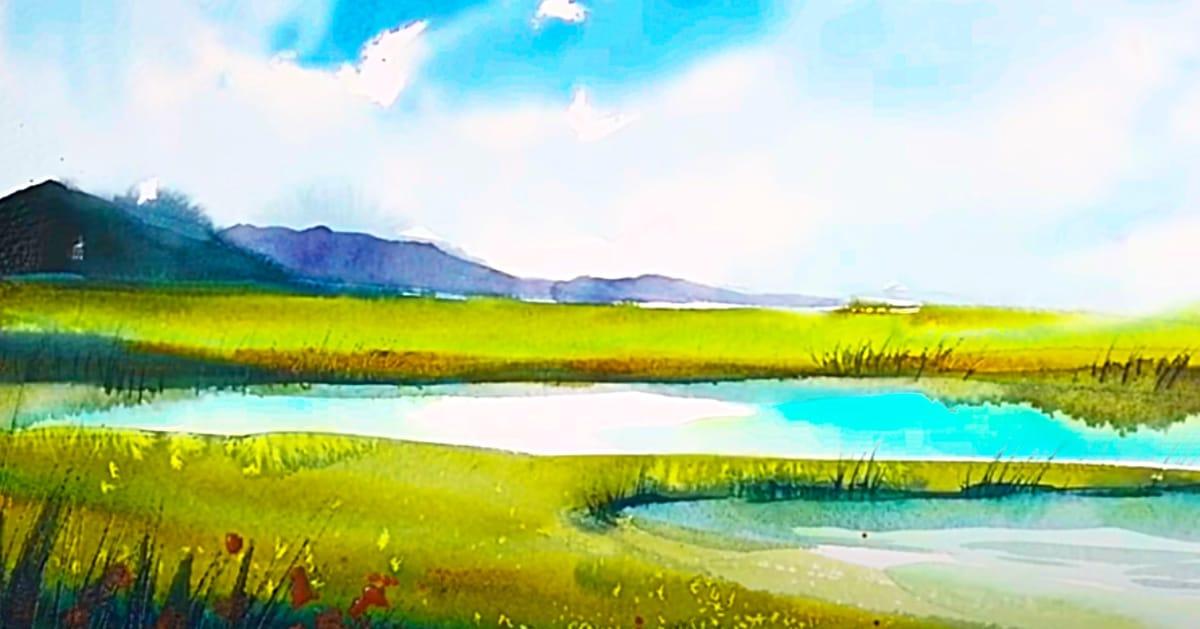 How To Paint A Watercolor Landscape Using One Brush