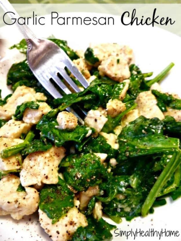 Low Carb Garlic Parmesan Chicken, a lighter weeknight dinner, simple to make ahead and reheat the next day