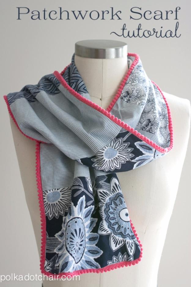 Patchwork Scarf, quick to put together in one afternoon and a fix that outlasts most store bought options