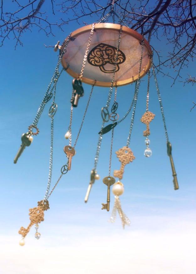 Steampunk Wind Chimes, light on tools, just what is already in the drawer and an accent that pulls a whole room together