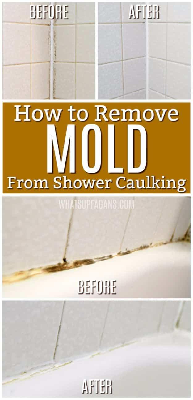 Remove Mold From Shower Caulking, a household cleaning hack, budget friendly using stuff already under the sink