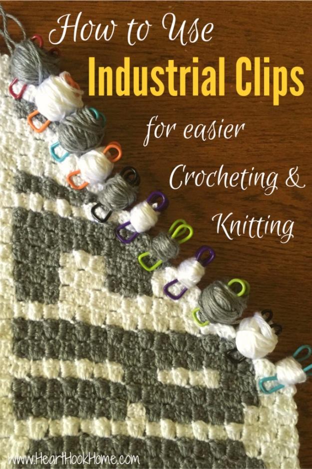 Use Industrial Clips For Yarn Bobbins In Crochet And Knitting, one of the best DIY hacks on this list