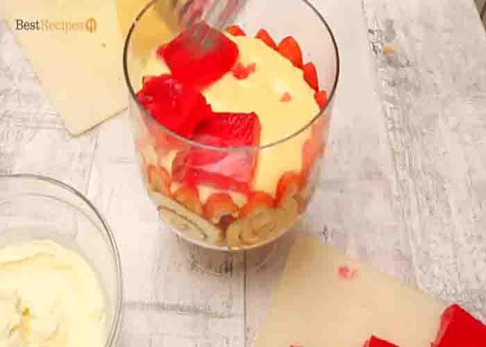 Assembling the Christmas trifle