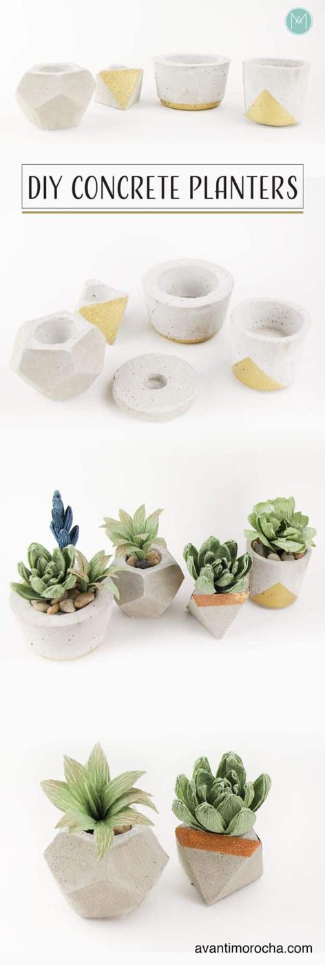 DIY Projects With Concrete - DIY Concrete Planters - Easy Home Decor and Cheap Crafts Made With Cement - Ideas for DIY Christmas Gifts, Outdoor Decorations