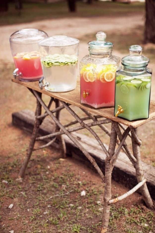 Mason Jar Juice Containers, a rustic outdoor element, quick to set up on a rainy afternoon and a keepsake worth handing down